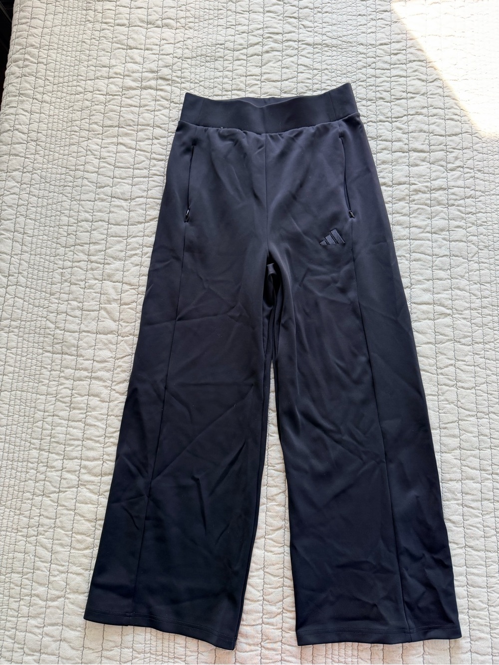 Adidas Womens Black Wide-Leg Athletic Pants